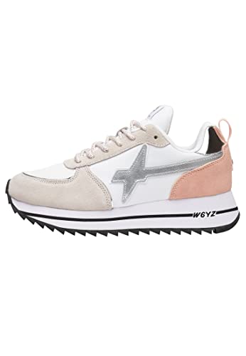 w6yz HER-W.-Sneaker aus Veloursleder und technischem Gewebe-Weiß-Silber Silber 39 von w6yz