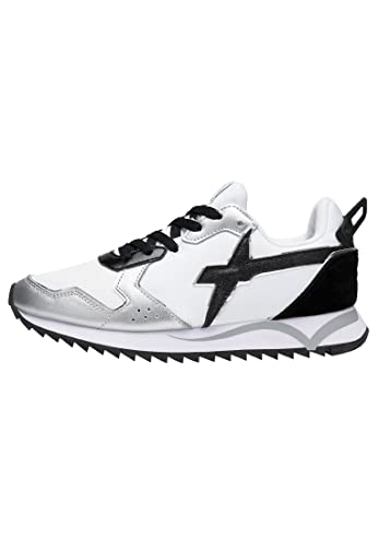w6yz Jet-W.-Sneaker aus technischem Gewebe und Veloursleder in Metallic-Optik-Silber- Weiß weiß 42 von w6yz