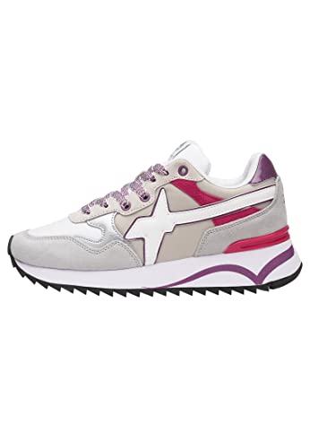w6yz Yak-W.-Sneaker aus Kunstleder und technischem Gewebe-Grau-Pink grau 40 von w6yz