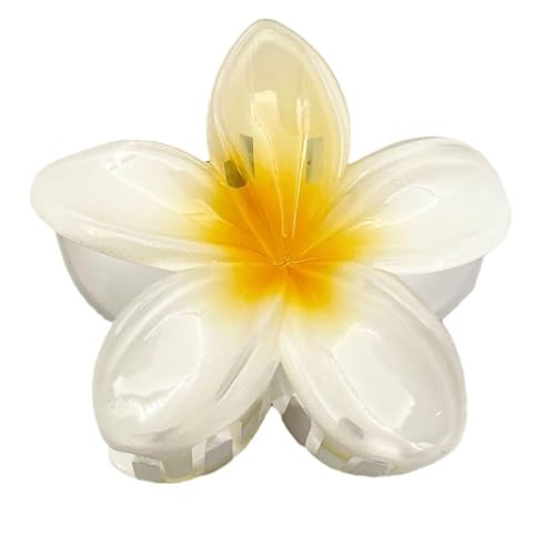 Haarklammer Blume, Niedliche Haarspange Blume für Damen, Flower Hair Clip für Dickes Haar, Bunt Blumen Hibiskus Haarschmuck für Damen, Rutschfest Haarstyling für Dickes Dünnes Haar (1 Stück Weiß) von waabose