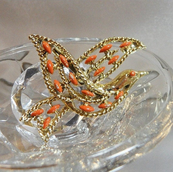 Taube Vogelbrosche. Orange Emaille. Gold-Ton. Gerry. Liebe Vogel-Pin. Waalaa Taube Vogelbrosche. Orange Emaille. Gold-Ton. Gerry. Liebe Vogel-Pin. Waalaa von waalaa