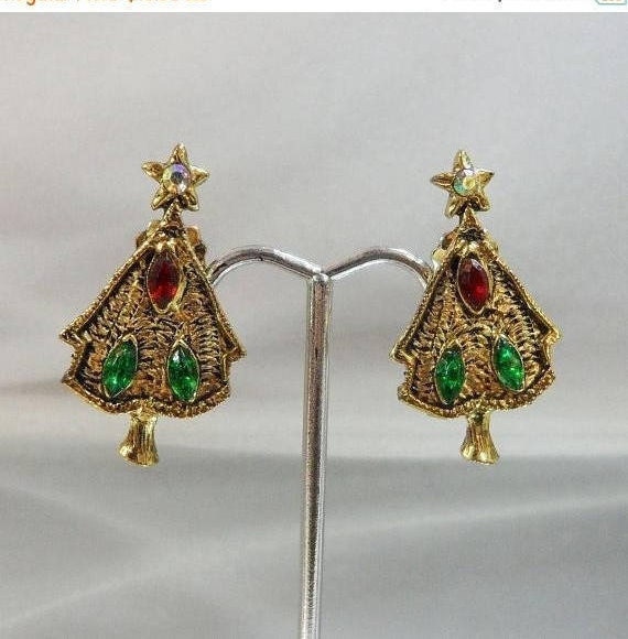 Vintage Ohrringe. Weihnachtsohrringe. Weihnachtsbäume. Rot Grün Strass. Urlaub Waalaa Vintage Ohrringe. Weihnachtsohrringe. Weihnachtsbäume. Rot Grün Strass. Urlaub Waalaa von waalaa