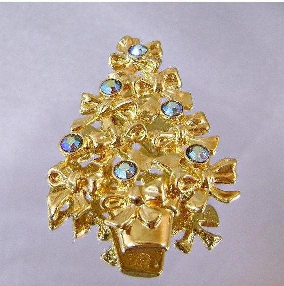 Weihnachten-Brosche. Strass-Weihnachtsbaum-Brosche. Vintage Brosche. Avon Schmuck. Weihnachtsbaum Schmuck Für Frauen. Waalaa von waalaa