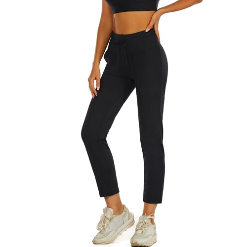 wadizo Jogginghose Damen Atmungsaktiv Sporthose Trainingshosen Freizeithose Damen High Waist Hose Damen Stretch Hose Damen Sport Leggings Damen mit Tasche Yogahosen für Damen(Schwarz, S) von wadizo