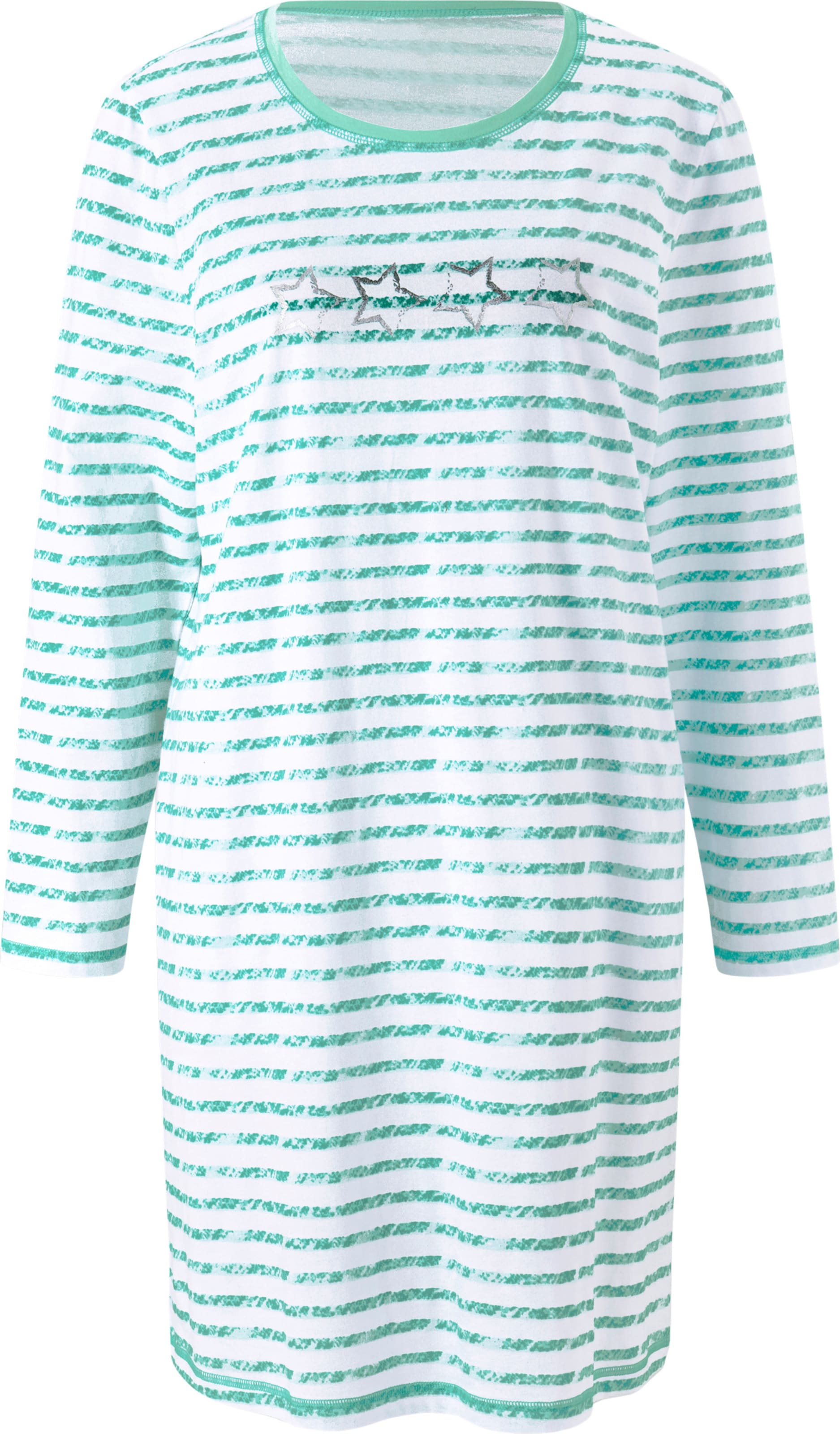 Sieh an! Damen Langarm-Sleepshirts mint + mint-gestreift von wäschepur