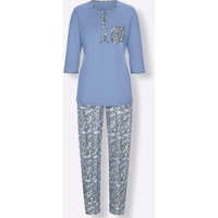 Witt Weiden Damen Schlafanzug blau-grau-bedruckt von wäschepur