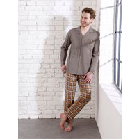 Witt Weiden Herren Pyjama dunkeltaupe-cognac-kariert von wäschepur men