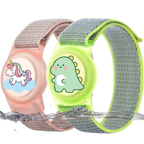 Nylon-Armband für Kinder, 2 Stück, Armband mit niedlichem Cartoon-Muster, kompatibel mit Apple-Hülle, Anti-Verlust-Uhrenarmbänder für Kinder (Dinosaurier) von wagtune