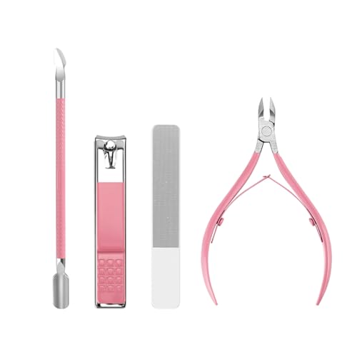 Maniküre-Kit für Frauen Reise Nagelpflege-Kit mit Nagelhauttrimmer Nagelknipper Nagelhautschieber Glas Nagelfeile Portable Nagel Kit Frauen Rosa Pediküre Maniküre Werkzeuge Nagelhaut Set mit Fall von walentin profwr