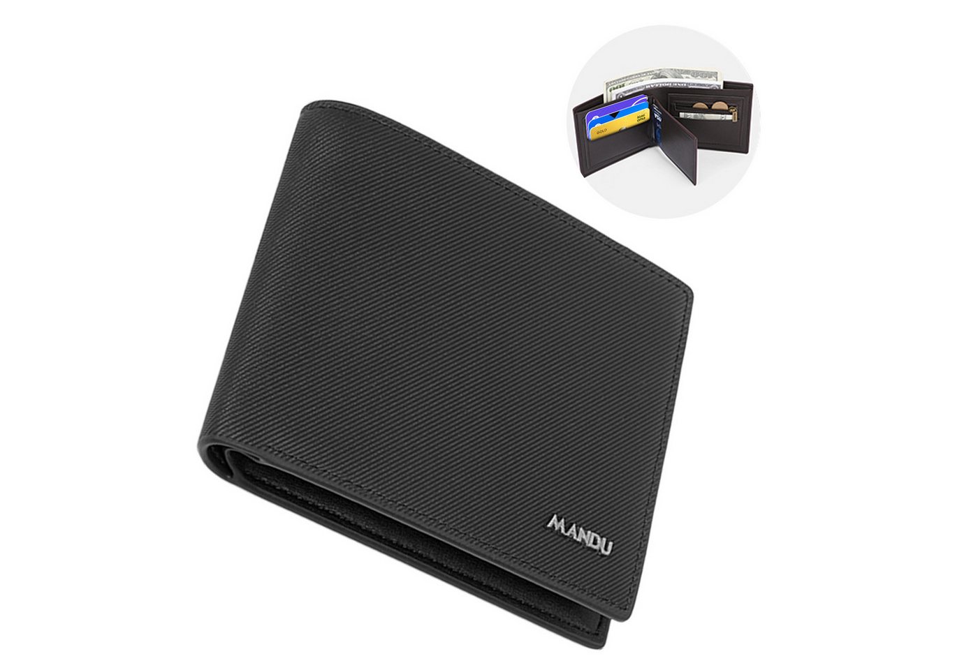 walkbee Geldbörse Geldbörse Echtleder Herren Portemonnaie mit Münzfach und RFID Schutz (Kleiner Geldbeutel für Herren,Männer,(querformat),7 Kartenfächer, mit RFID-Schutz), Einzigartige Geschenke,Verschleißfest, diebstahlsicher, Schwarz von walkbee