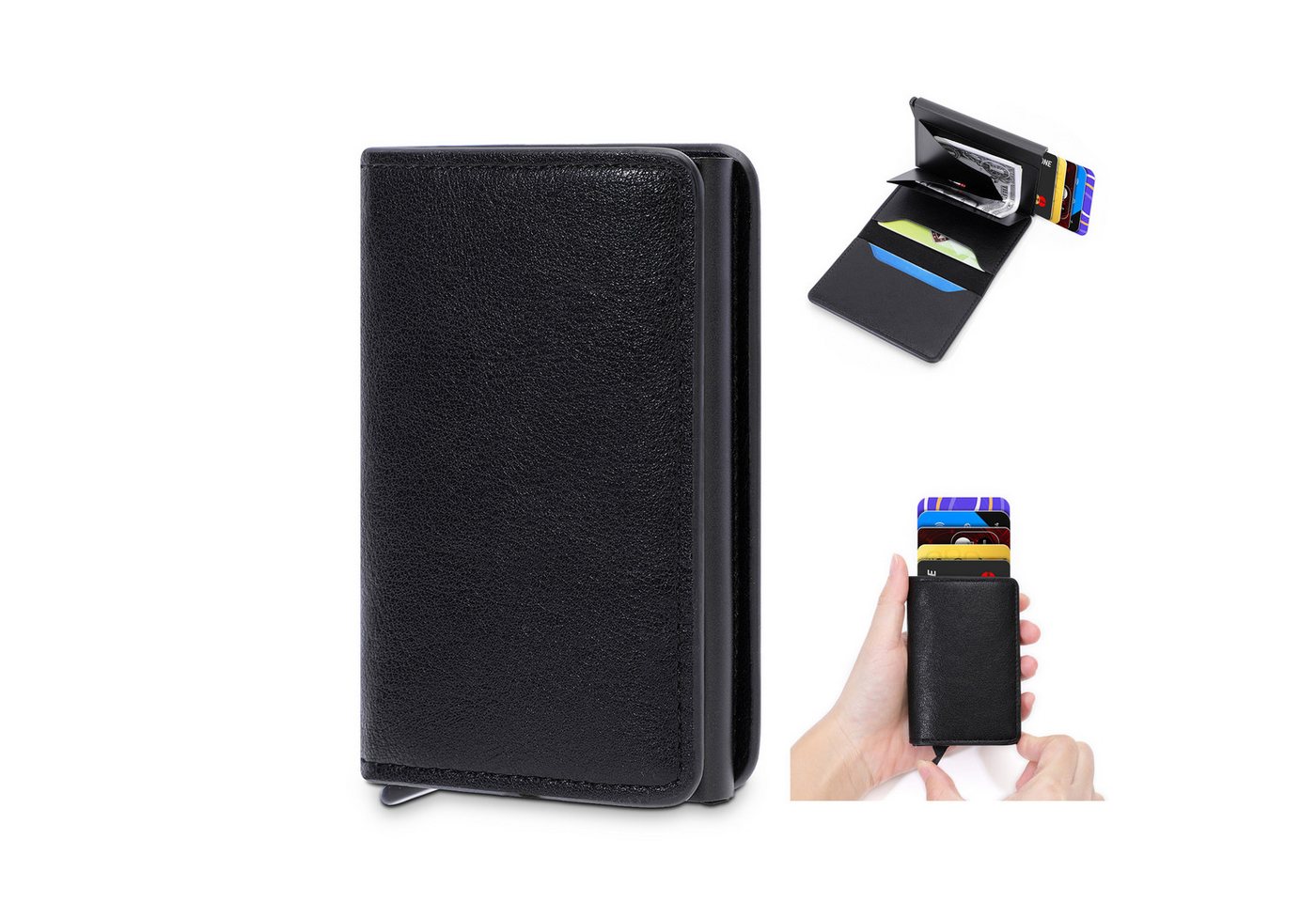 walkbee Geldbörse Geldbörse Herren mit RFID Schutz Portmonee Mini Geldbörse Herren Damen (Mini Geldbörse Kartenetui, Kreditkartenetui mit Münzfach & RFID-Schutz Smart Wallet), Geldbeutel Automatisch Pop Up für 6 Karten,Mini Geldbörse von walkbee
