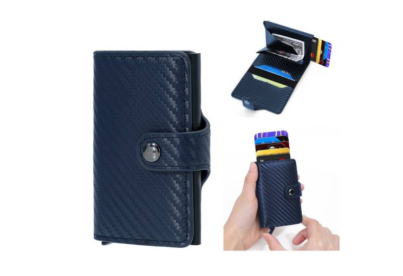 walkbee Geldbörse Geldbörse Herren mit RFID Schutz Portmonee Mini Geldbörse Herren Damen (Mini Geldbörse Kartenetui, Kreditkartenetui mit Münzfach & RFID-Schutz Smart Wallet), Geldbeutel Automatisch Pop Up für 6 Karten,Mini Geldbörse von walkbee