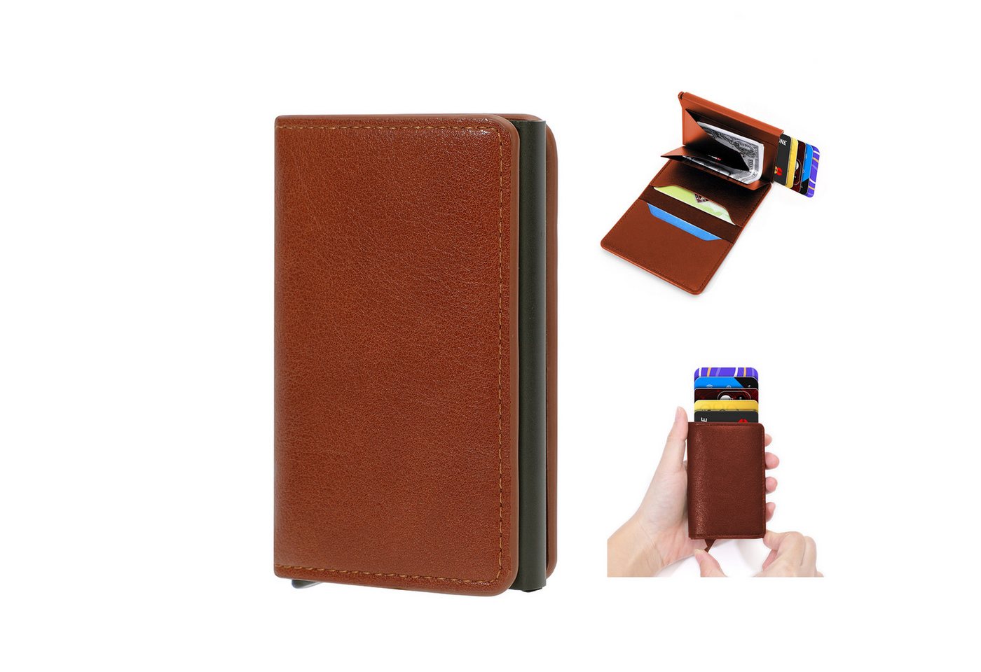 walkbee Geldbörse Geldbörse Herren mit RFID Schutz Portmonee Mini Geldbörse Herren Damen (Mini Geldbörse Kartenetui, Kreditkartenetui mit Münzfach & RFID-Schutz Smart Wallet), Geldbeutel Automatisch Pop Up für 6 Karten,Mini Geldbörse von walkbee