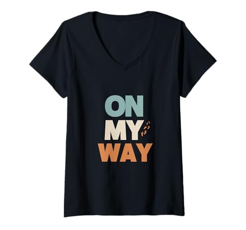 Damen auf Meinem Weg ins Paradies und Mich T-Shirt mit V-Ausschnitt Damen auf Meinem Weg ins Paradies und Mich T-Shirt mit V-Ausschnitt von walking my way to find myself