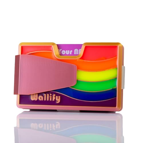 wallify® Retro Credit Card Holder – Minimalist Wallet with NFC Digital Business Card | Vintage Designs | Holds 10 Cards & Cash | RFID Blocking (LGBTQ Flag, Orange) von wallify