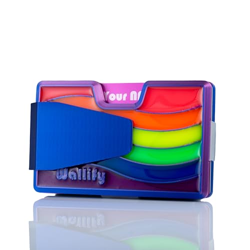 wallify® Retro Credit Card Holder – Minimalist Wallet with NFC Digital Business Card | Vintage Designs | Holds 10 Cards & Cash | RFID Blocking (LGBTQ Flag, Purple) von wallify