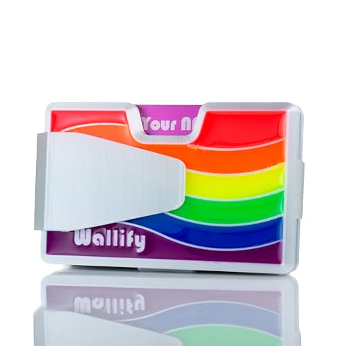 wallify® Retro Credit Card Holder – Minimalist Wallet with NFC Digital Business Card | Vintage Designs | Holds 10 Cards & Cash | RFID Blocking (LGBTQ Flag, Snow) von wallify