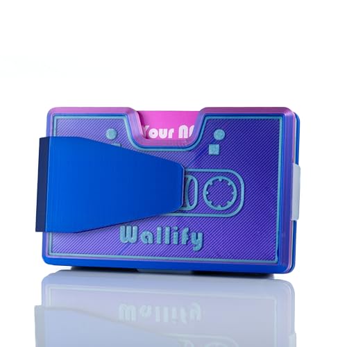 wallify® Retro Credit Card Holder – Minimalist Wallet with NFC Digital Business Card | Vintage Designs | Holds 10 Cards & Cash | RFID Blocking (Stereo Cassette, Lila) von wallify
