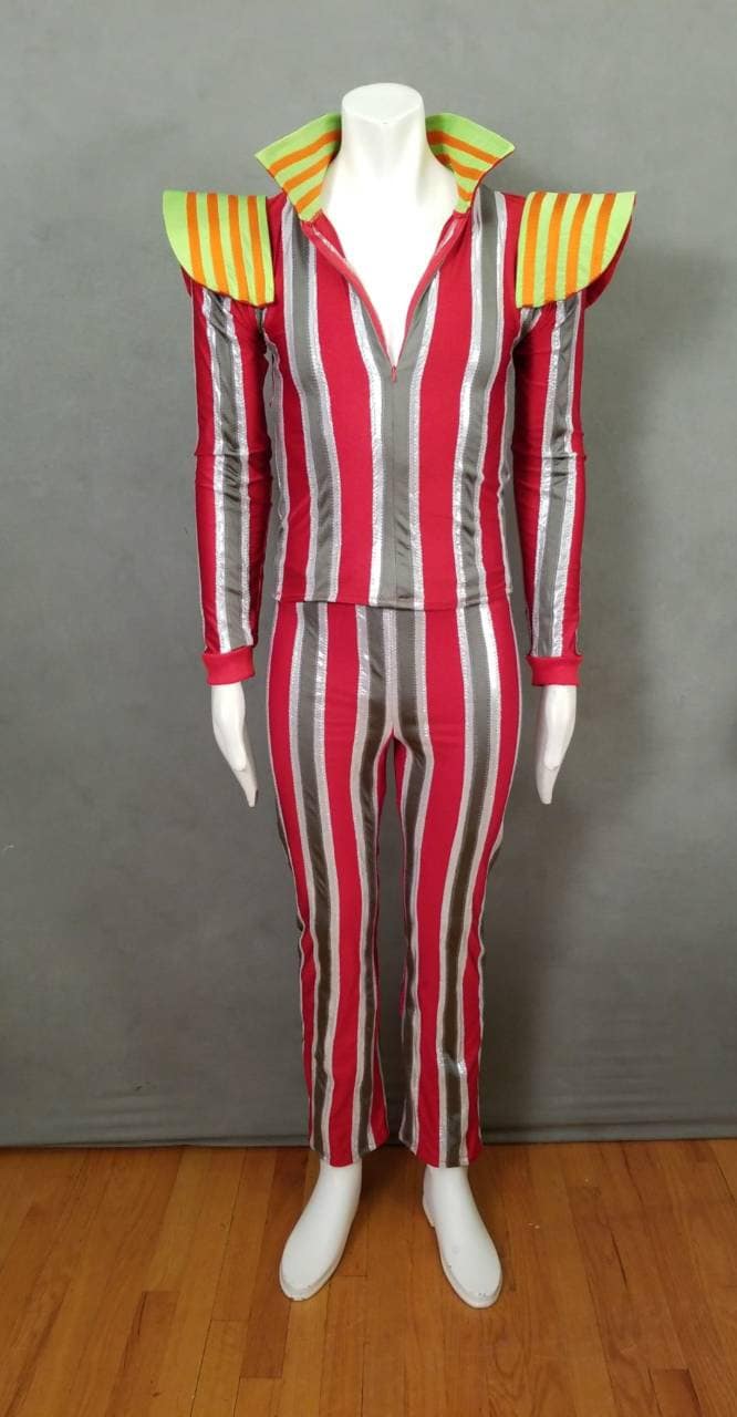 David Bowie Ziggy Stardust Kostüm Handgemachtes Gestreiftes Lycra Kostüm von wandacobarcostumes