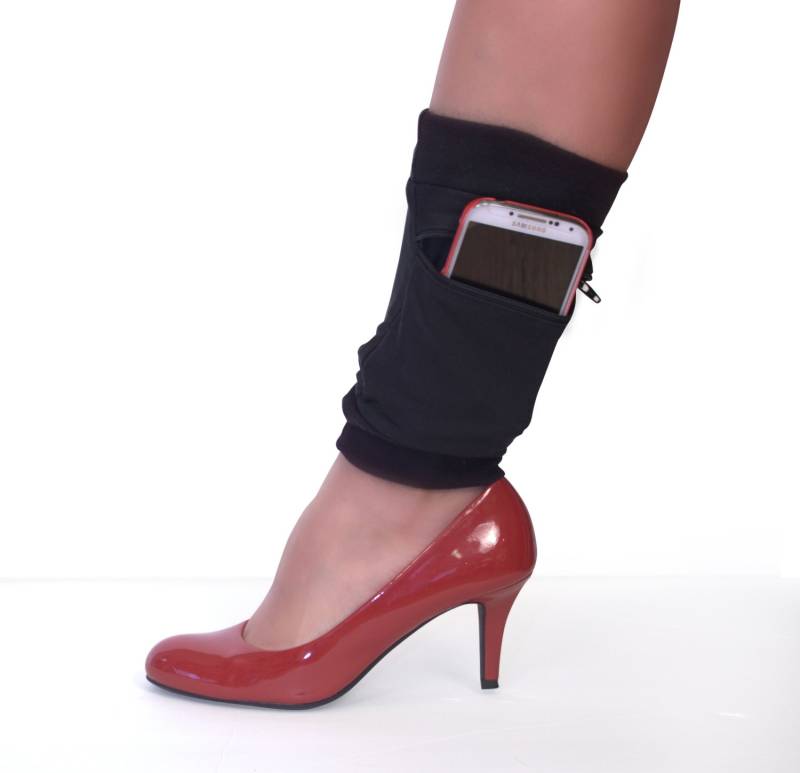 Made To Order Schwarze Spandex Knöchel Geldbörse von wandacobarcostumes