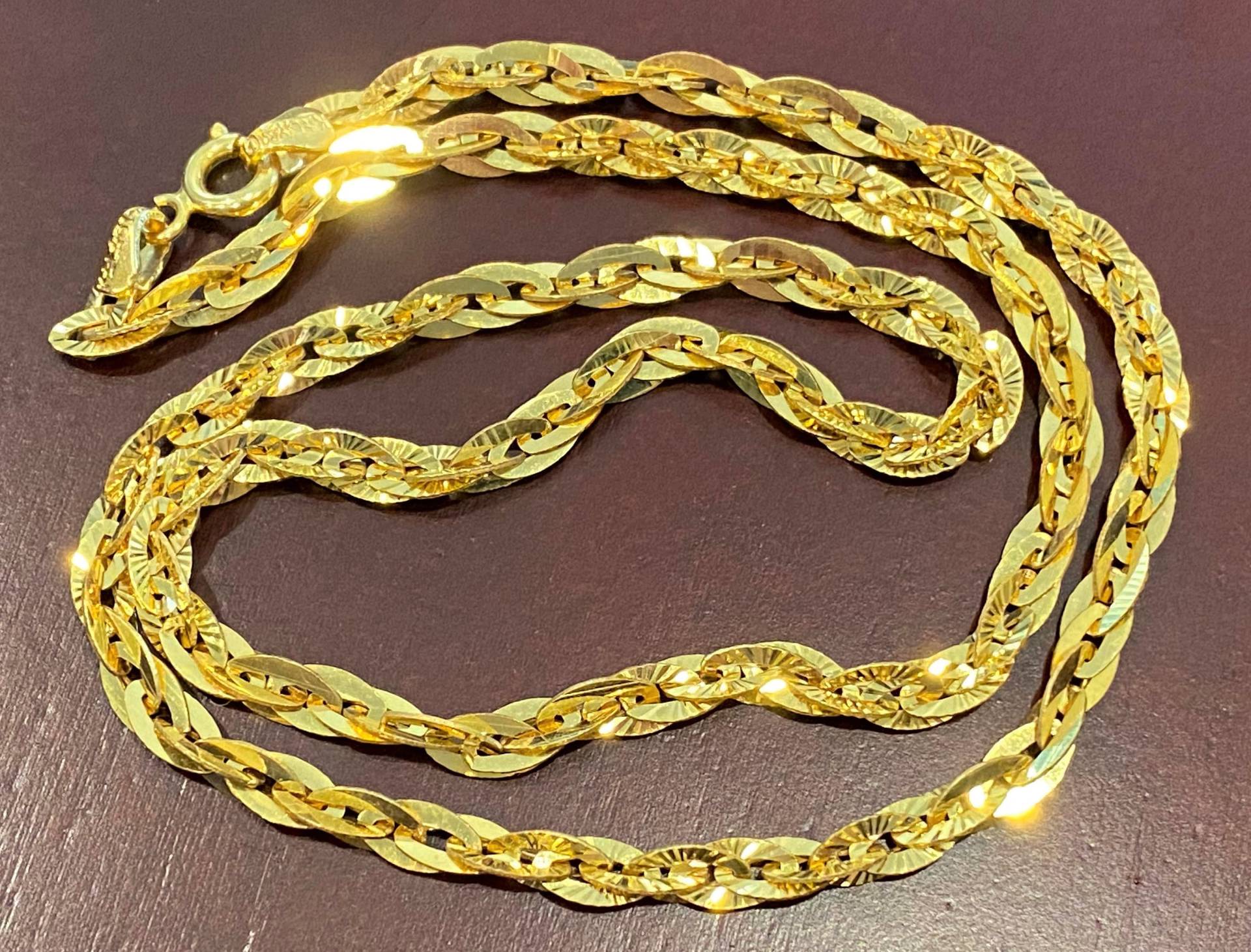 18K Massivgold Twisted Gliederkettenhalskette 44 "' von wandajewelry2013