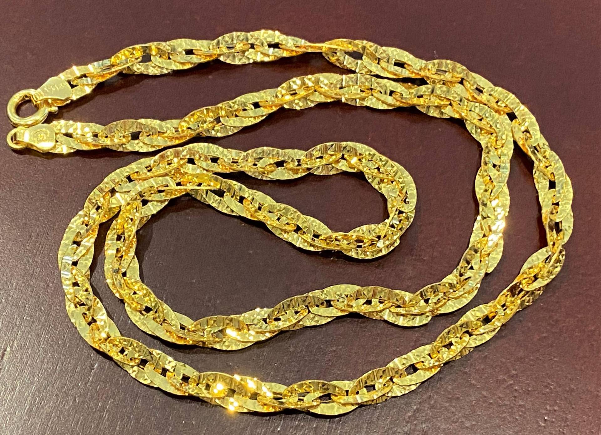 18K Massivgold Twisted Gliederkette Halskette 45 cm von wandajewelry2013