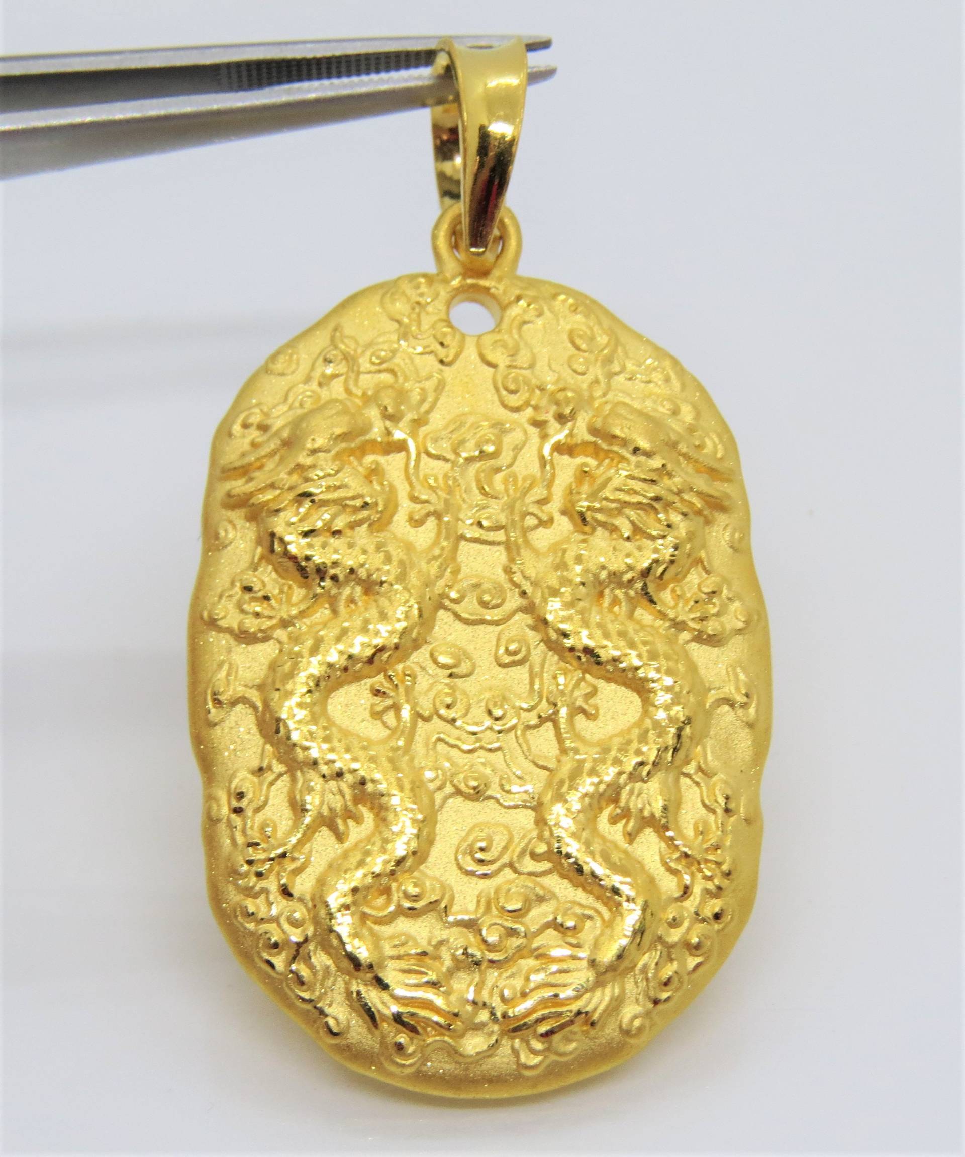 24K 999 Gold 3D Drache Dharani Chu Dai Bi Auf Rückseite Vintage Anhänger Mitgefühl Mantra Herz Sutra Buddha Sprache von wandajewelry2013