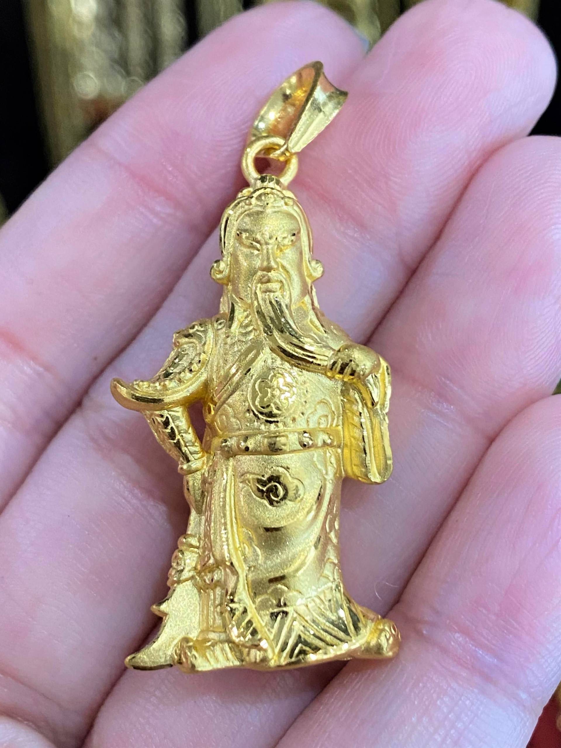 24K 999Er Reingold Guan Yu, Krieger Gong Vintage Anhänger von wandajewelry2013