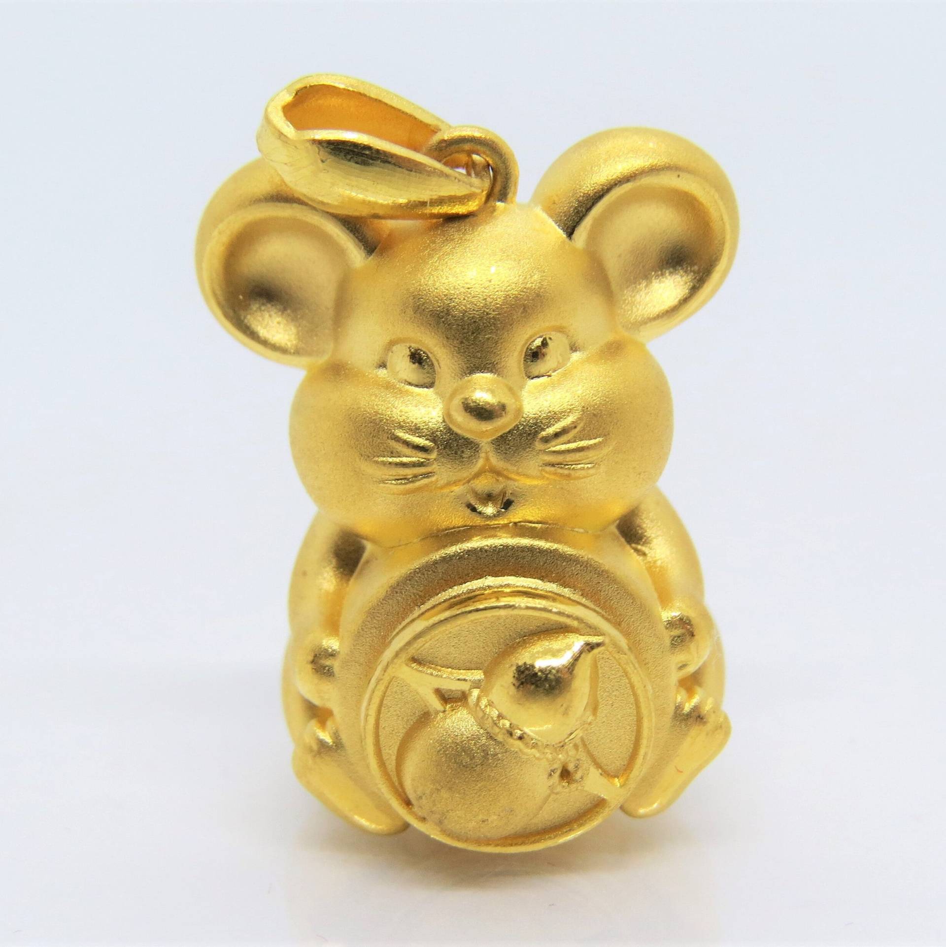 999Er Reine 24K Gold 3D Ratte, Maus Sternzeichen Spinning Vintage Anhänger von wandajewelry2013