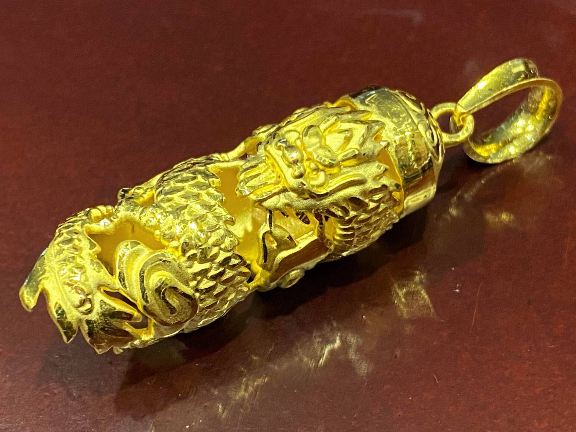 999Er Gold 3D Drache Vintage Anhänger von wandajewelry2013
