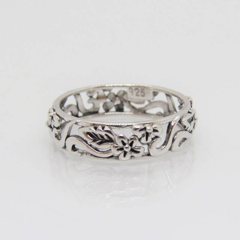 Blume Filigrane Band Ring Größe 7 Sterling Silber von wandajewelry2013