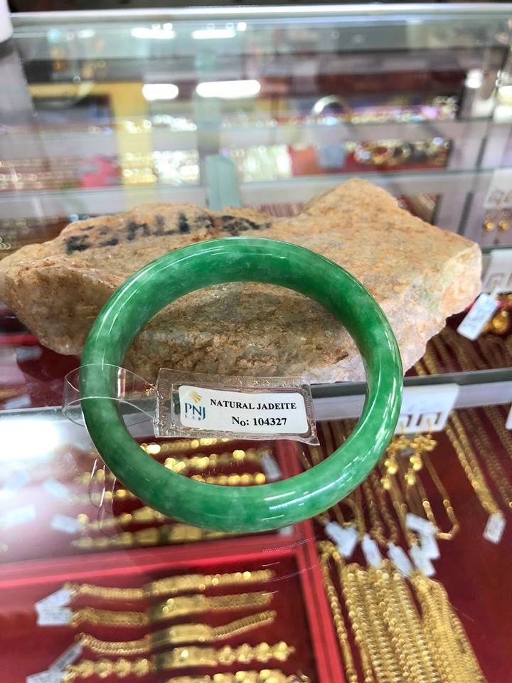 Durchscheinend Natürliche Grüne Jadeit Jade Vintage Armreif Armband 52.4 Mm von wandajewelry2013