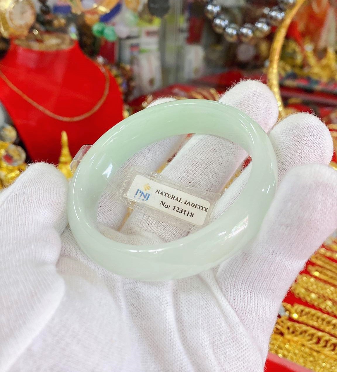 Durchscheinendes Naturgrünes, Weißes Jadeit Jade Vintage Armband 56, 3mm von wandajewelry2013