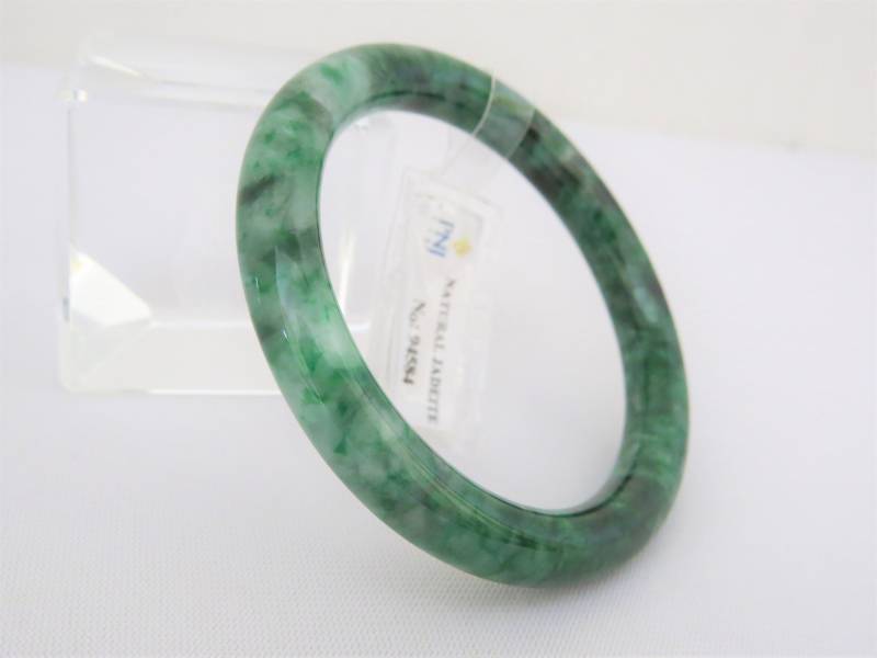 Transluzente Natürliche Floral Dunkelgrün, Schwarz Jadeit Jade Vintage Armreif 51, 1 Mm von wandajewelry2013