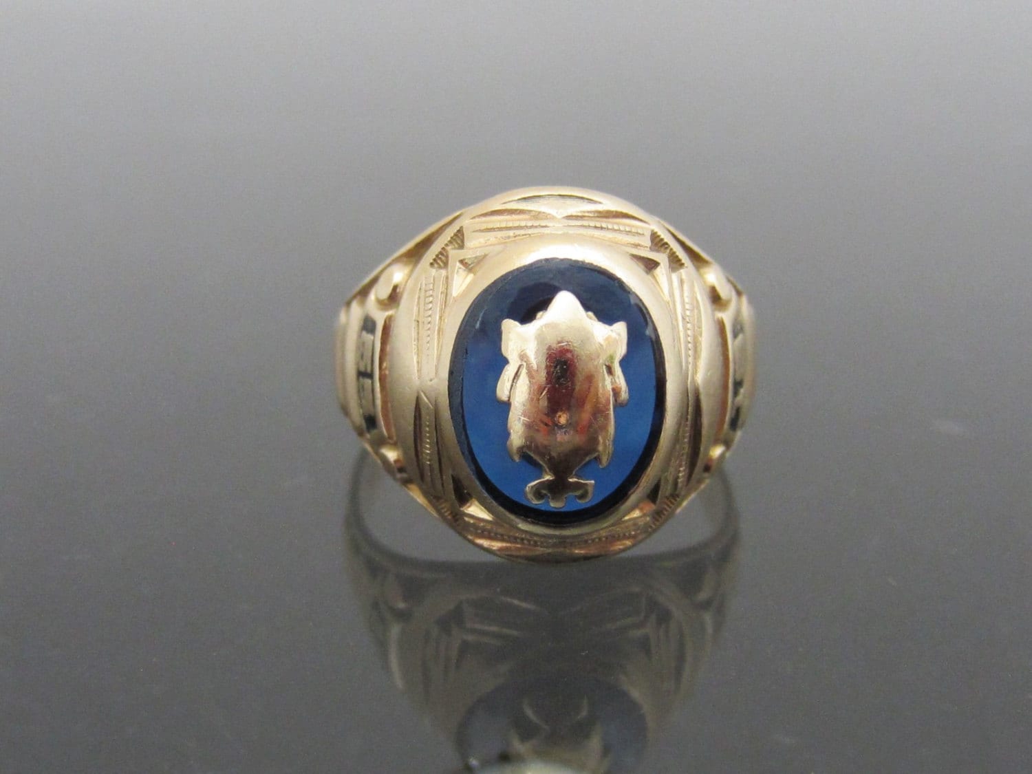 Vintage 10K Solid Yg 1955 Murchison Blauer Saphir Cabochon Klasse Ring Größe 5, 75 von wandajewelry2013