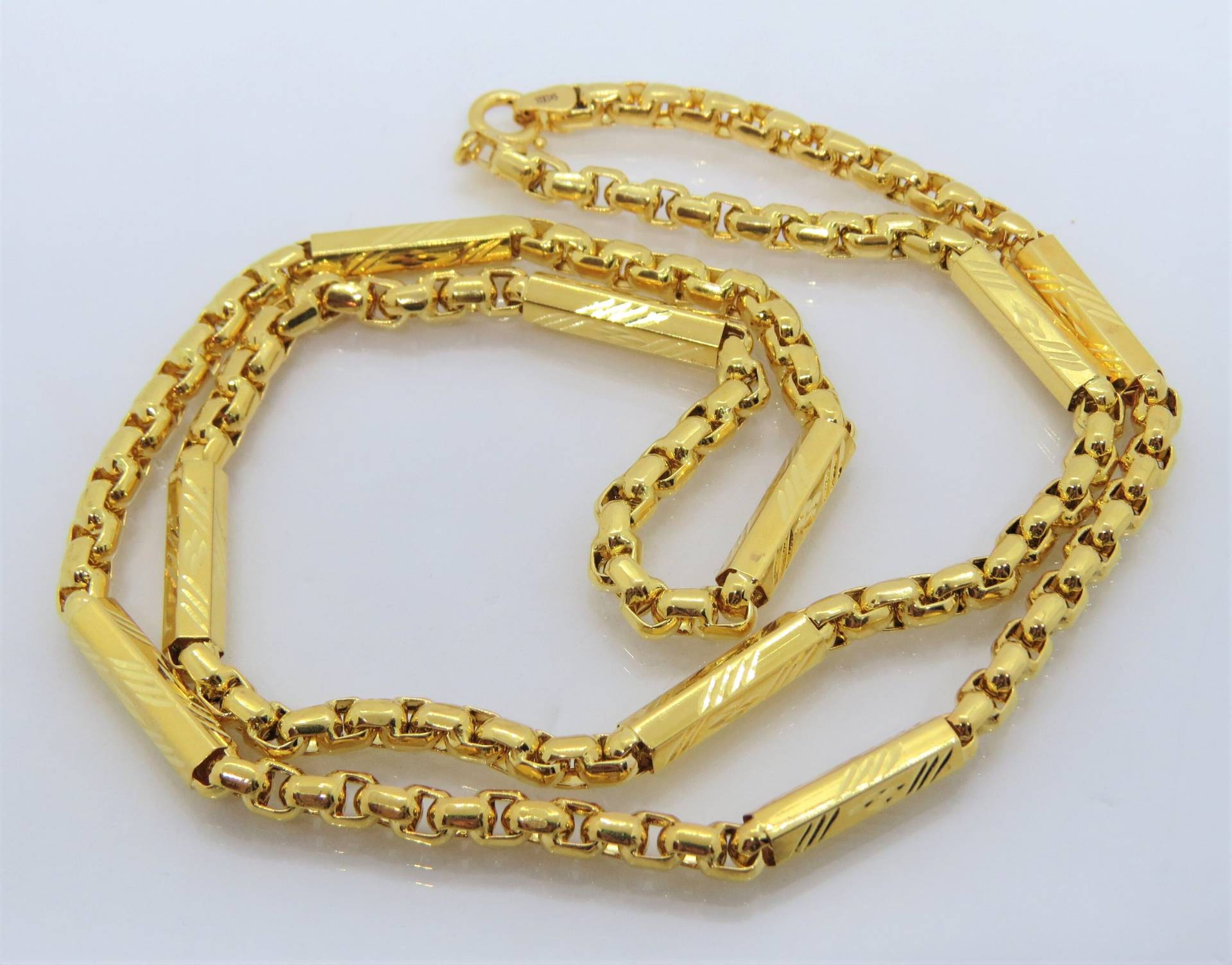 Vintage 14K Gelbgold Bambus Gliederkette Halskette 24'' von wandajewelry2013