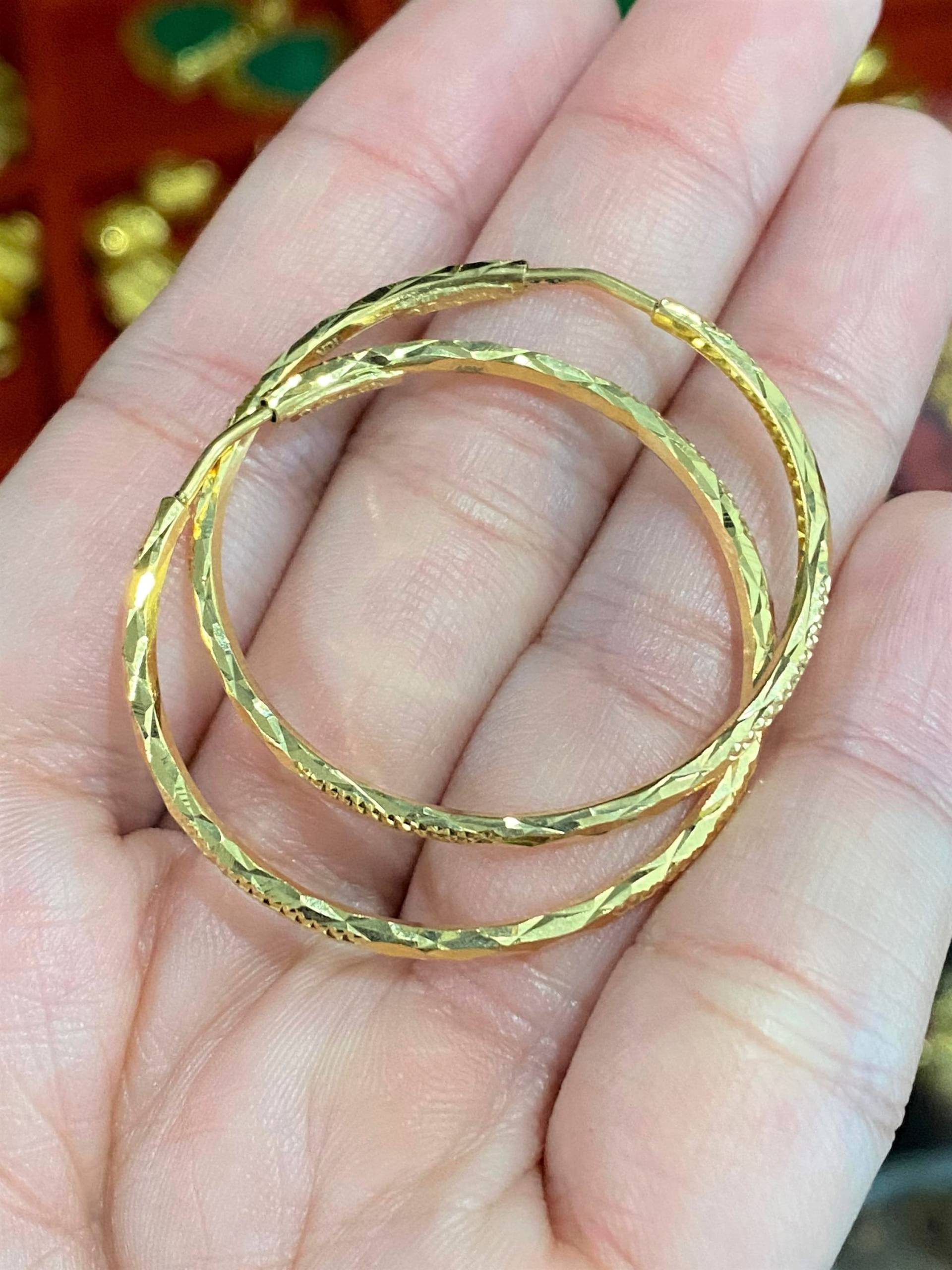 Vintage 15K Gelbgold Creolen 31mm von wandajewelry2013