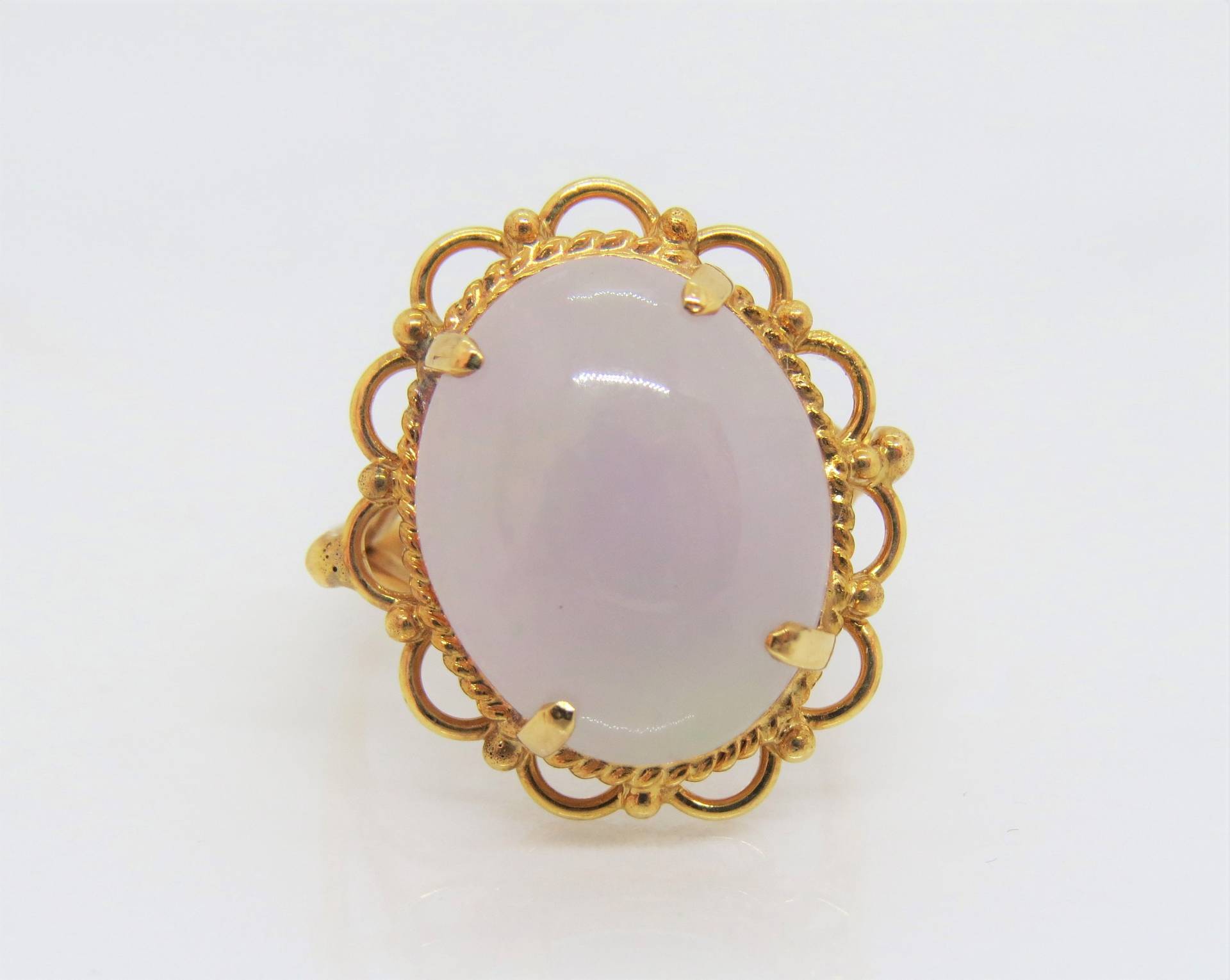 Vintage 18K Gelbgold Natürlicher Lavendel Jadeit Jade Ring Größe 7 von wandajewelry2013