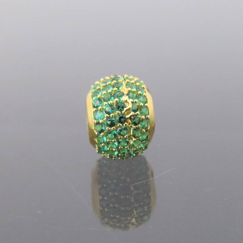 Vintage 18K Solid Gelb Gold Smaragd Ball Slide Anhänger Vintage 18K Solid Gelb Gold Smaragd Ball Slide Anhänger von wandajewelry2013