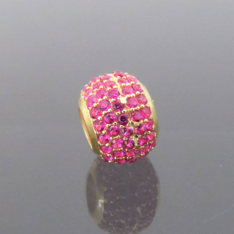 Vintage 18K Solid Gelbgold Rubin Ball Slide Anhänger von wandajewelry2013
