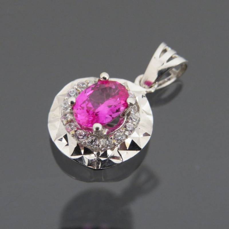Vintage 18K Weißgold 1 Karat Rosa Saphir Und Weißer Topas Anhänger von wandajewelry2013