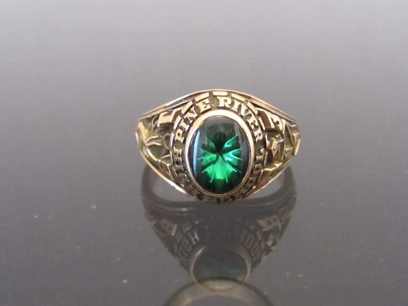 Vintage 1983S 10K Verkauft Yg Smaragd Cabochon Damenklasse Ring Gr. 5 von wandajewelry2013