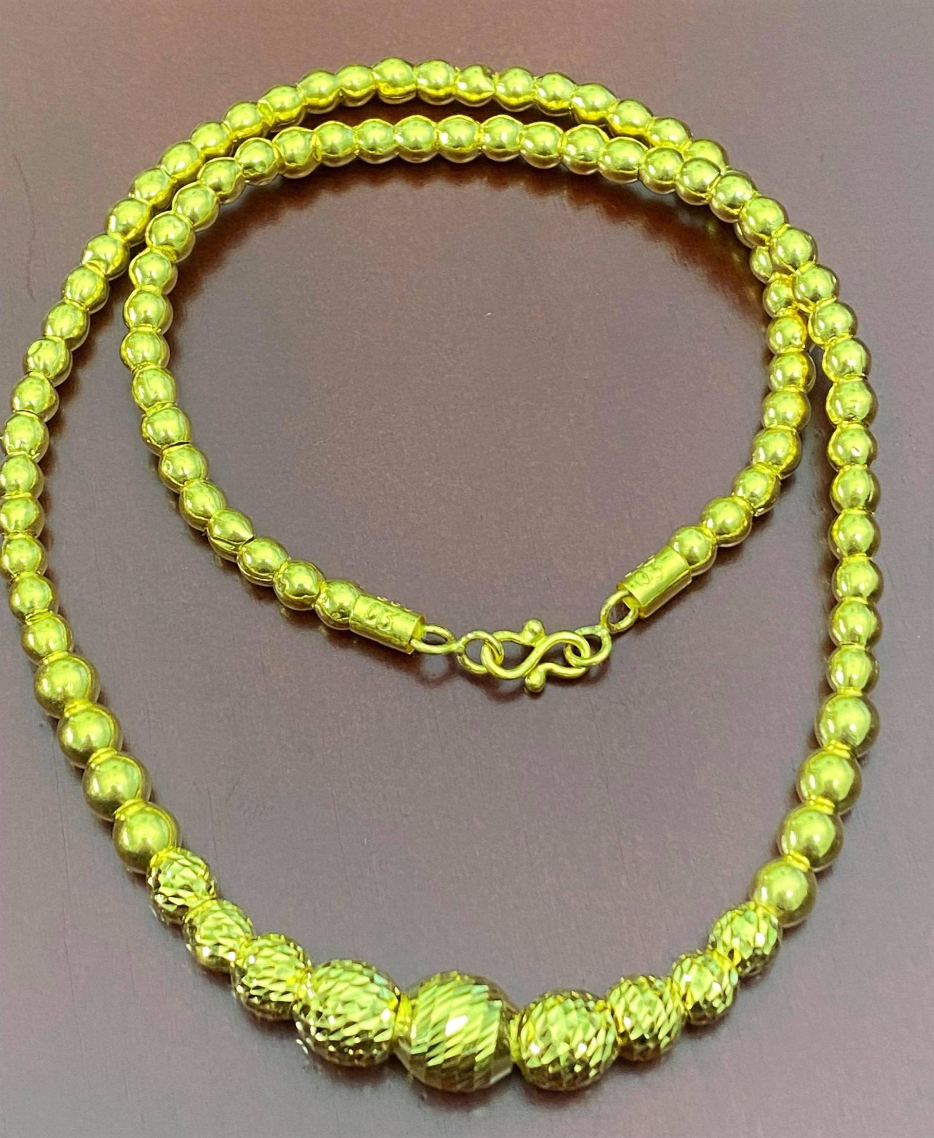 Vintage 24K 980 Pure Gold Ball Perlen Kette Halskette 18 "' von wandajewelry2013