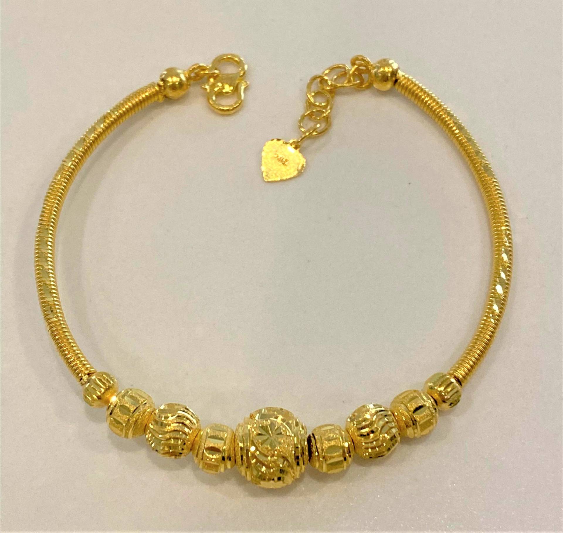 Vintage 24K 980 Pure Gold Balls Armreif Armband 17, 8 cm Länge von wandajewelry2013