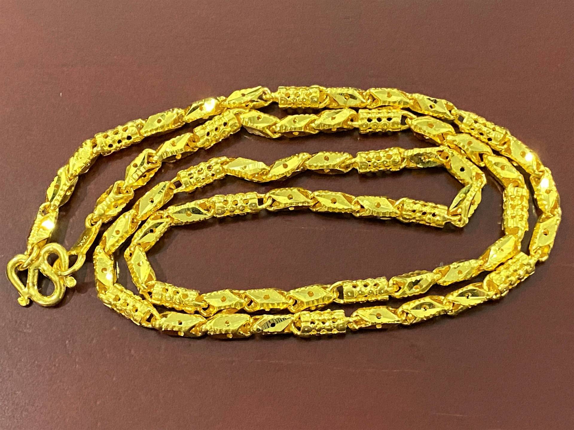 Vintage 24K 980 Solid Pure Gold Flexible Kettenglied-Halskette 21 "' 40Grams von wandajewelry2013