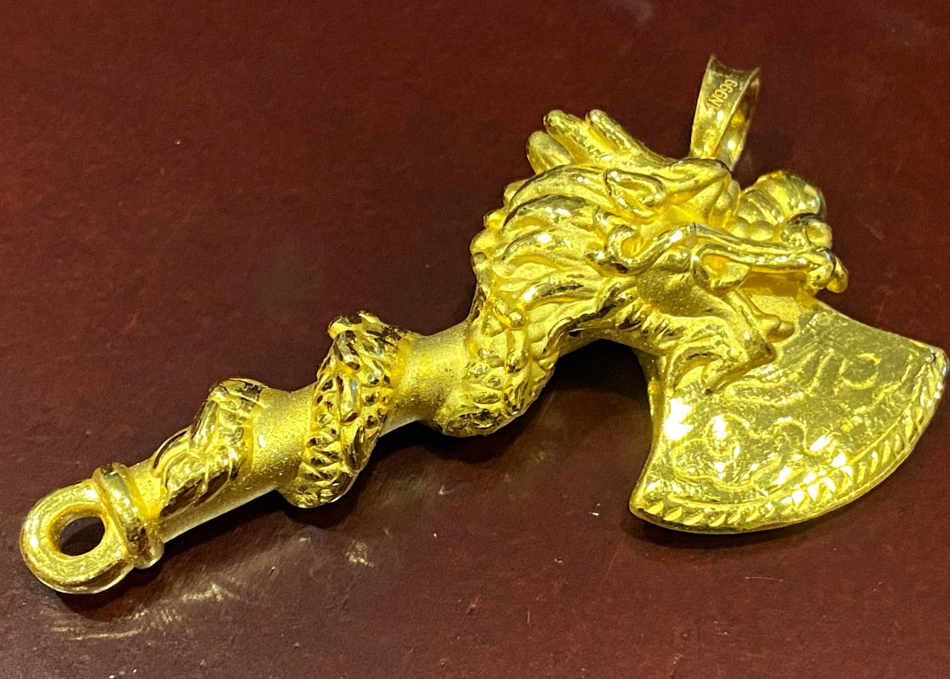 Vintage 24K 999 Pure Gold Dragon Thors Hammer Anhänger von wandajewelry2013