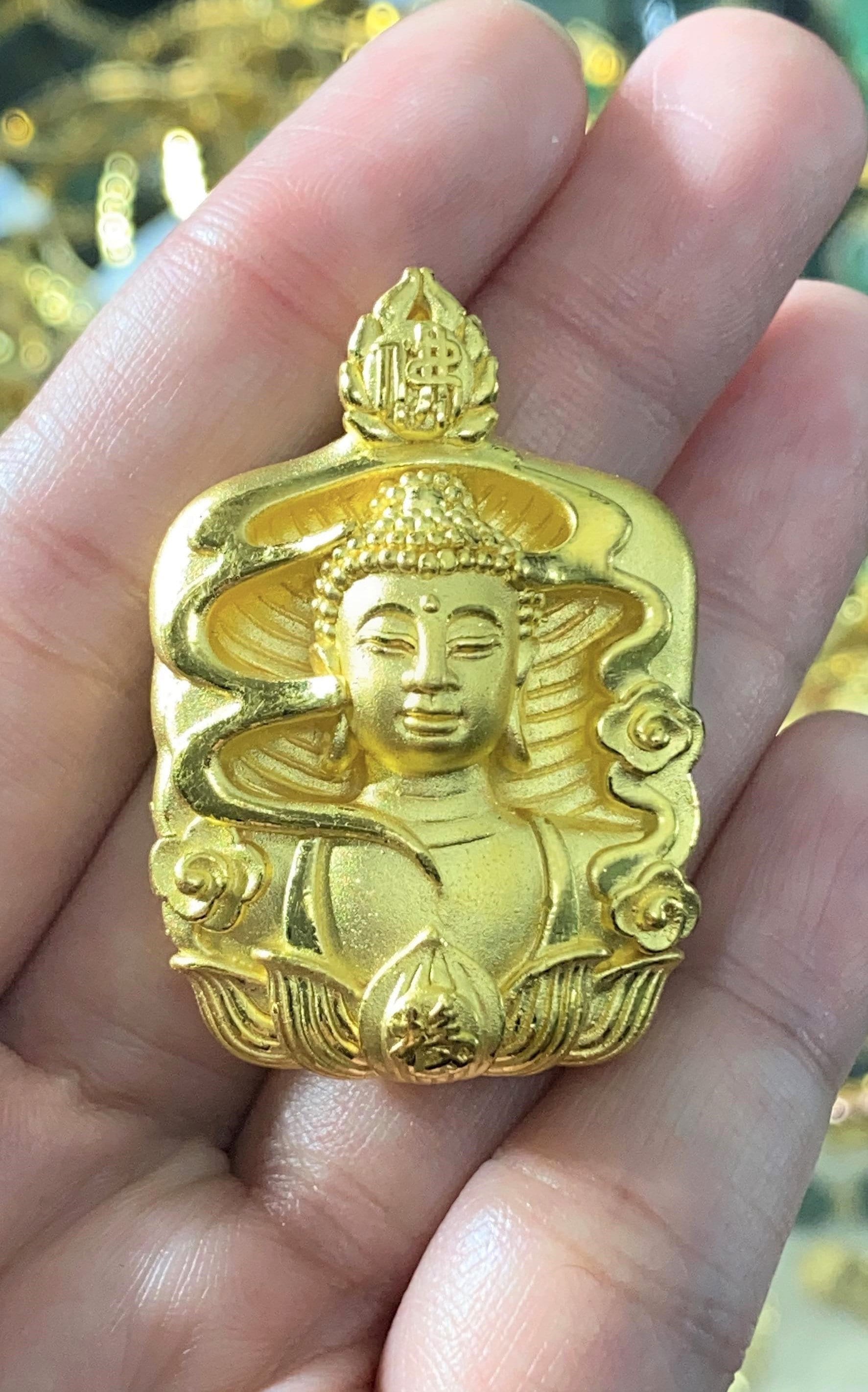 Vintage 24K 9999 Pure Gold Buddha Anhänger von wandajewelry2013