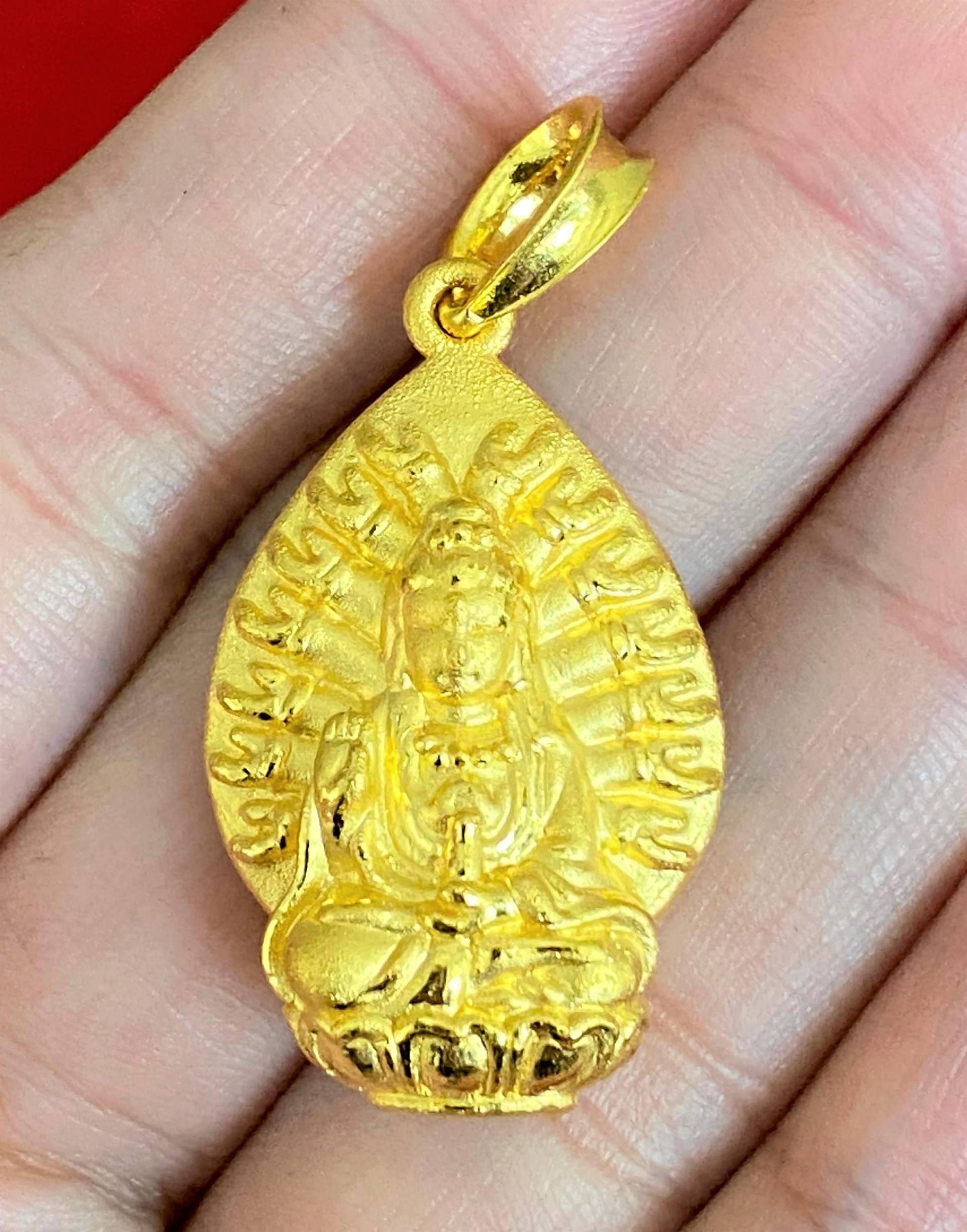 Jahrgang 24K 9999 Reinem Gold 3D Kwan Yin, Quan Yin Buddha Anhänger Phat Ba Am von wandajewelry2013