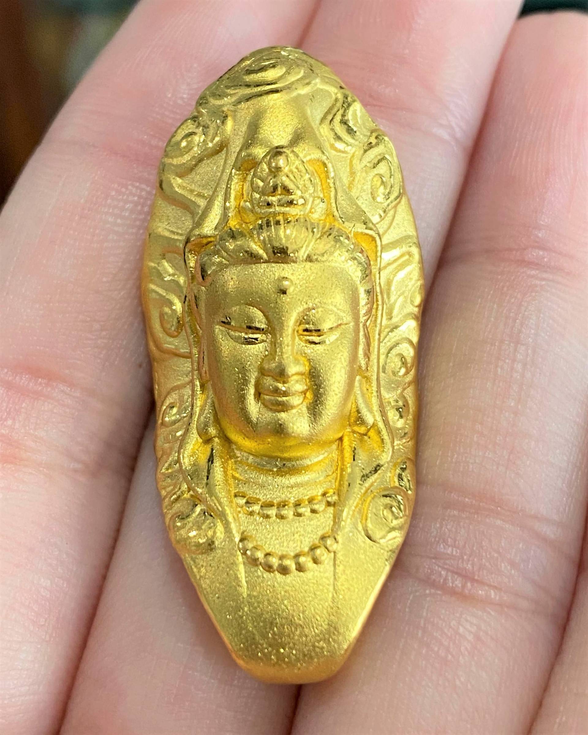 Jahrgang 24K 9999 Reinem Gold 3D Kwan Yin, Quan Yin Buddha Anhänger Phat Ba Am von wandajewelry2013