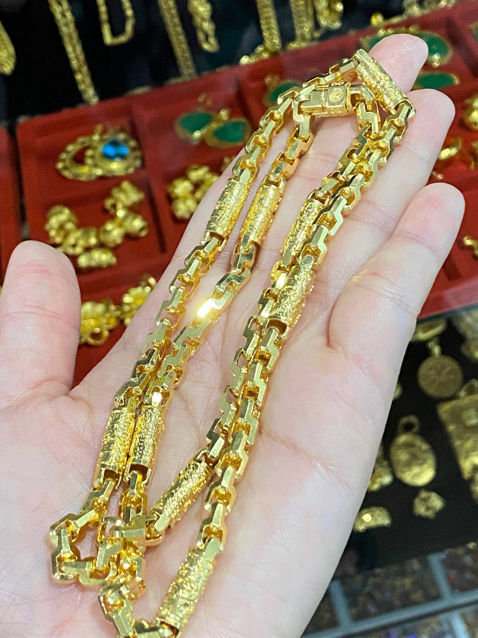 Vintage 610 15K Gelbgold Anker, Drachen Kette Link-Halskette 24 "' von wandajewelry2013